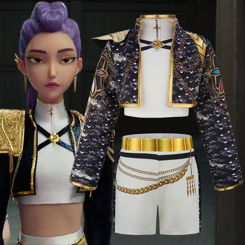 New Demon Hunter Girl Group Cosplay Outfit - K-POP Korean Superstar Rumi Cosplay Stage Costume Set