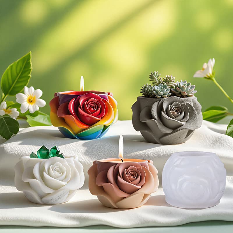 Printed rose cement aromatherapy gypsum cup mold diy glue storage cup flower pot ornament silicone abrasive