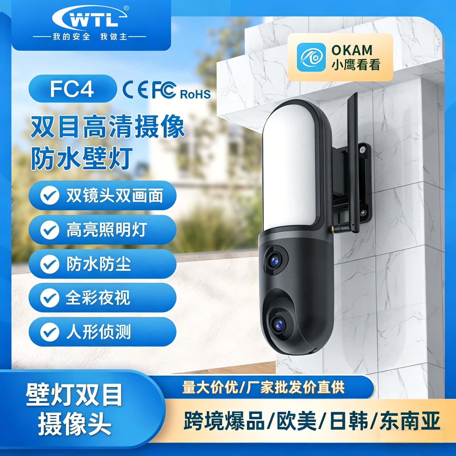Outdoor Wireless Surveillance Ball Camera 2.5 Inch Dual Light Source 3 Million Pixel USB Multi-Function Extension WiFi Waterproof Camera