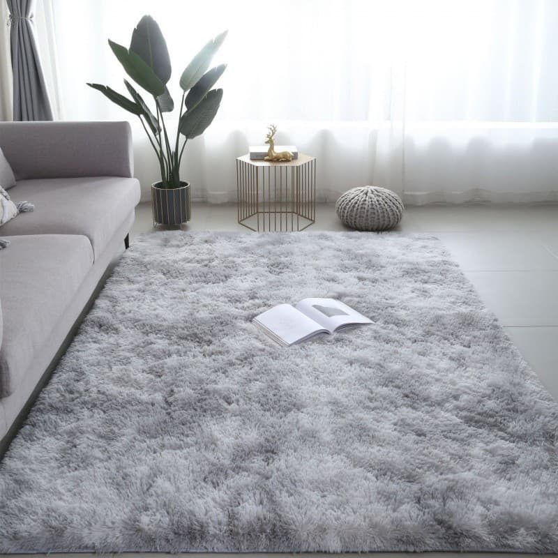 Wholesale thickened tie-dyed silk and wool carpets, full coverage for home use, living room sofa carpets, simple bedroom bedside long-pile carpets