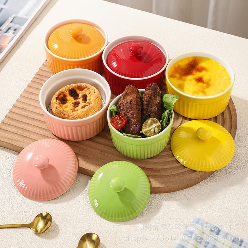 Amazon Oven-Specific Ceramic Bowl with Lid, Stewing Pot, Cross-Border Ceramic Shaxian Stewing Bowl, Stewing Pot, Steamed Egg Bowl