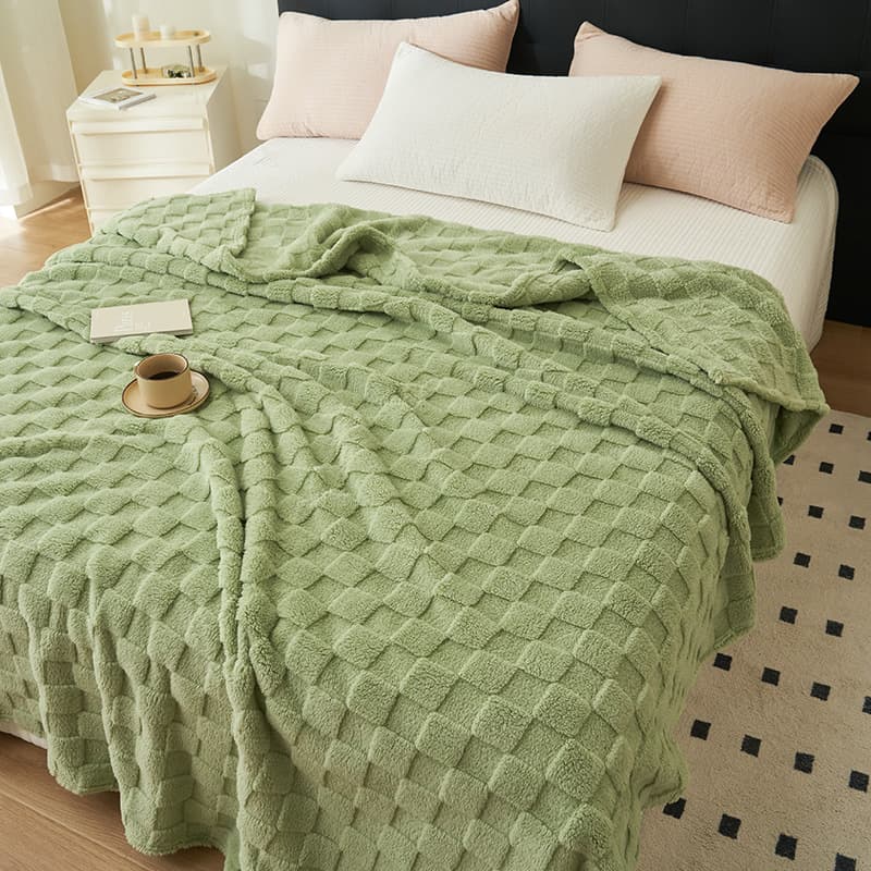 New Thick Checkered Taf Fleece Blanket, Single-Layer Double-Sided Soft Pile, Multi-functional Office Air Conditioning Sofa Throw