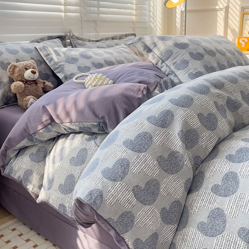 Class A 120 count pure cotton thickened brushed four-piece set pure cotton single quilt cover 150x200X230 three-piece quilt cover set