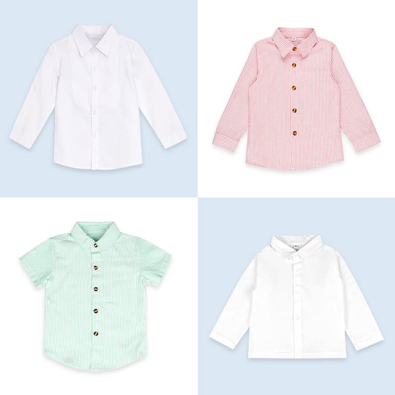 Children's Shirt Spring New Arrival Boys Korean Lapel Shirt Small/Medium Kids Fashion Striped Layering Top Single Piece Drop Shipping