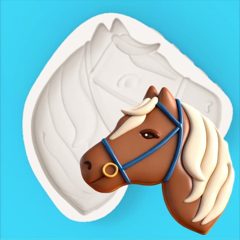 Simple saddle horse head silicone mold DIY handmade soap fondant biscuit chocolate cake mold 18510