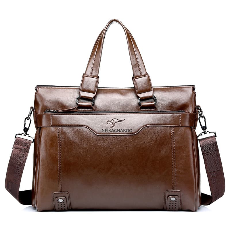 Branded men's handbag, men's leather bag, horizontal style, large capacity, business documents, shoulder crossbody bag, computer bag, dropshipping