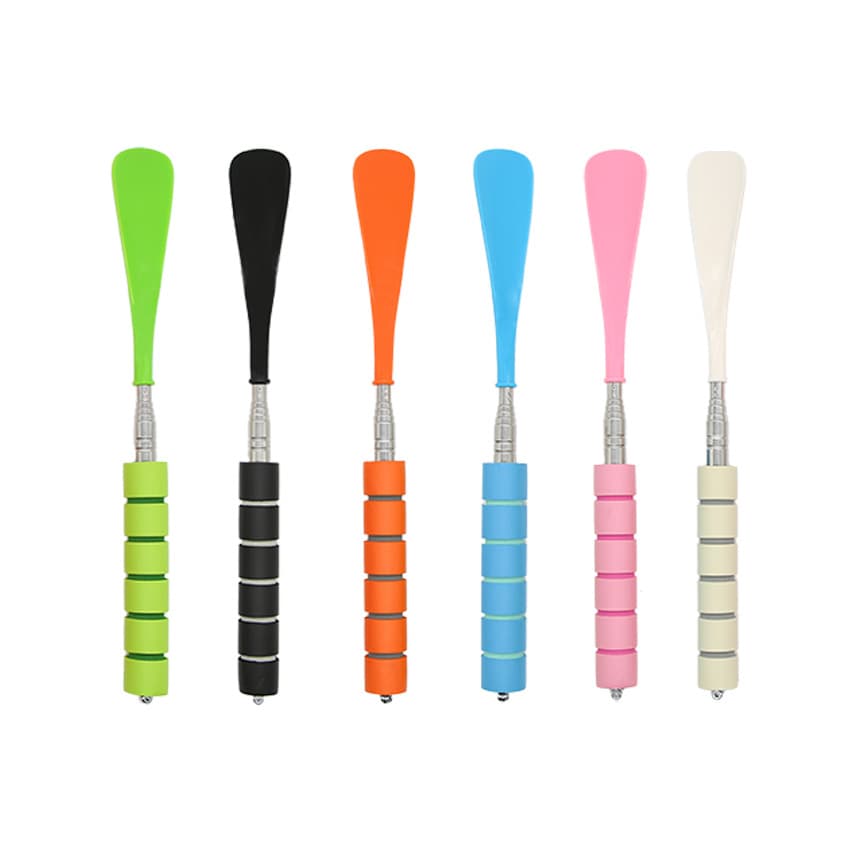 6-Color Stainless Steel Retractable Shoe Horn, Long Handle Household Shoe Aid, Shoe Slider