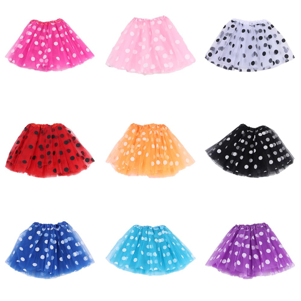 Children's tutu skirt princess offset printed mesh skirt three-layer six-piece skirt polka-dot skirt foreign trade cross-border