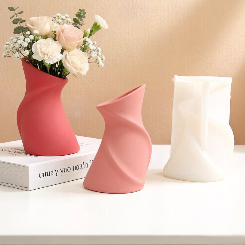 Creative Twisted Spiral Vase Plaster Silicone Mold, Ins-Style Irregular Vase Home Decoration Ornament Mold