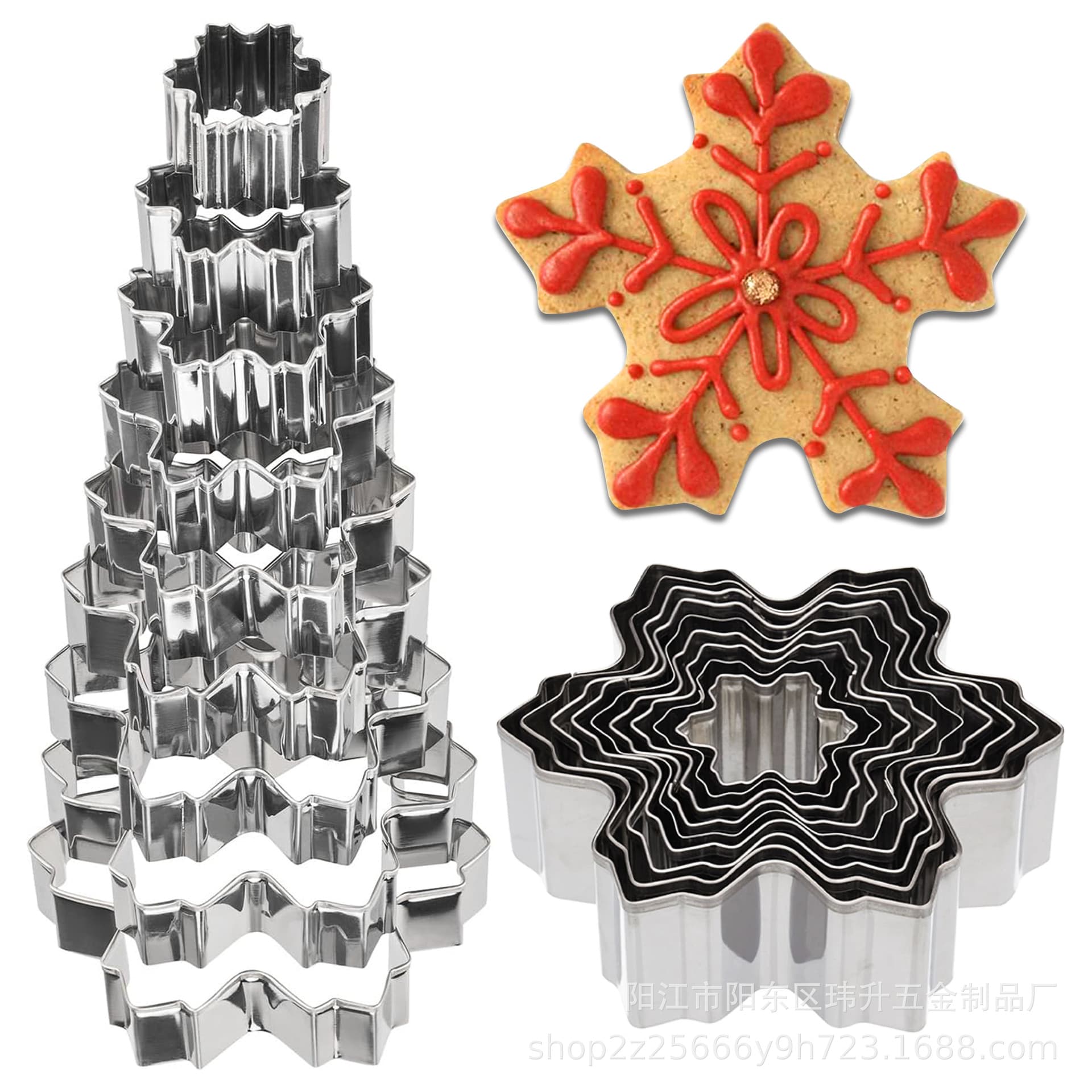 9 Pieces Christmas Cookie Cutter Holiday Winter Stainless Steel Snowflake Cookie Cutter Christmas Cookie Cutters