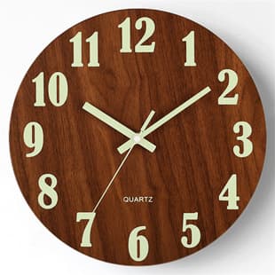 8-Inch Luminous Wall Clock, Silent Wood Grain Clock, MDF Fluorescent, Amazon Cross-Border Wholesale Quartz Clock