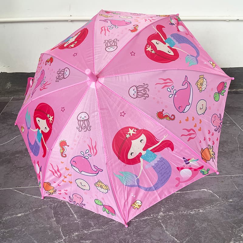 Children's umbrella with cartoon prints for boys and girls, student umbrella, 45# popular in scenic spots and stalls, automatic straight handle kids' umbrella.
