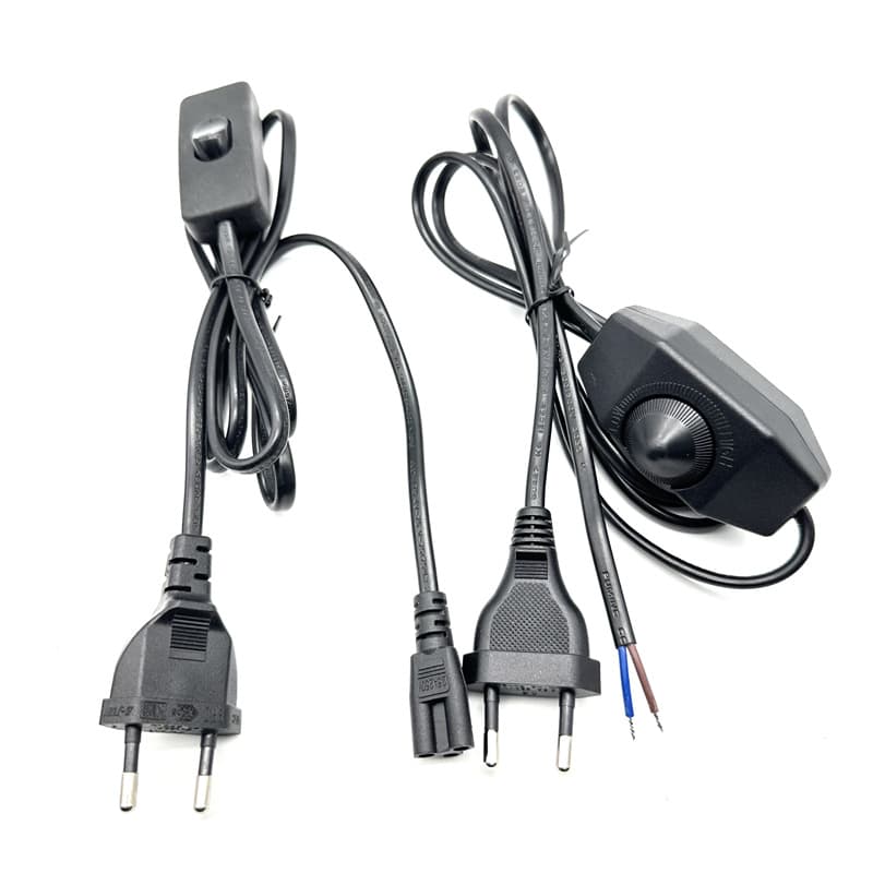 European Standard 303 Power Cord with Two-Pin Euro Plug for Desk Lamps, 2*0.75mm²