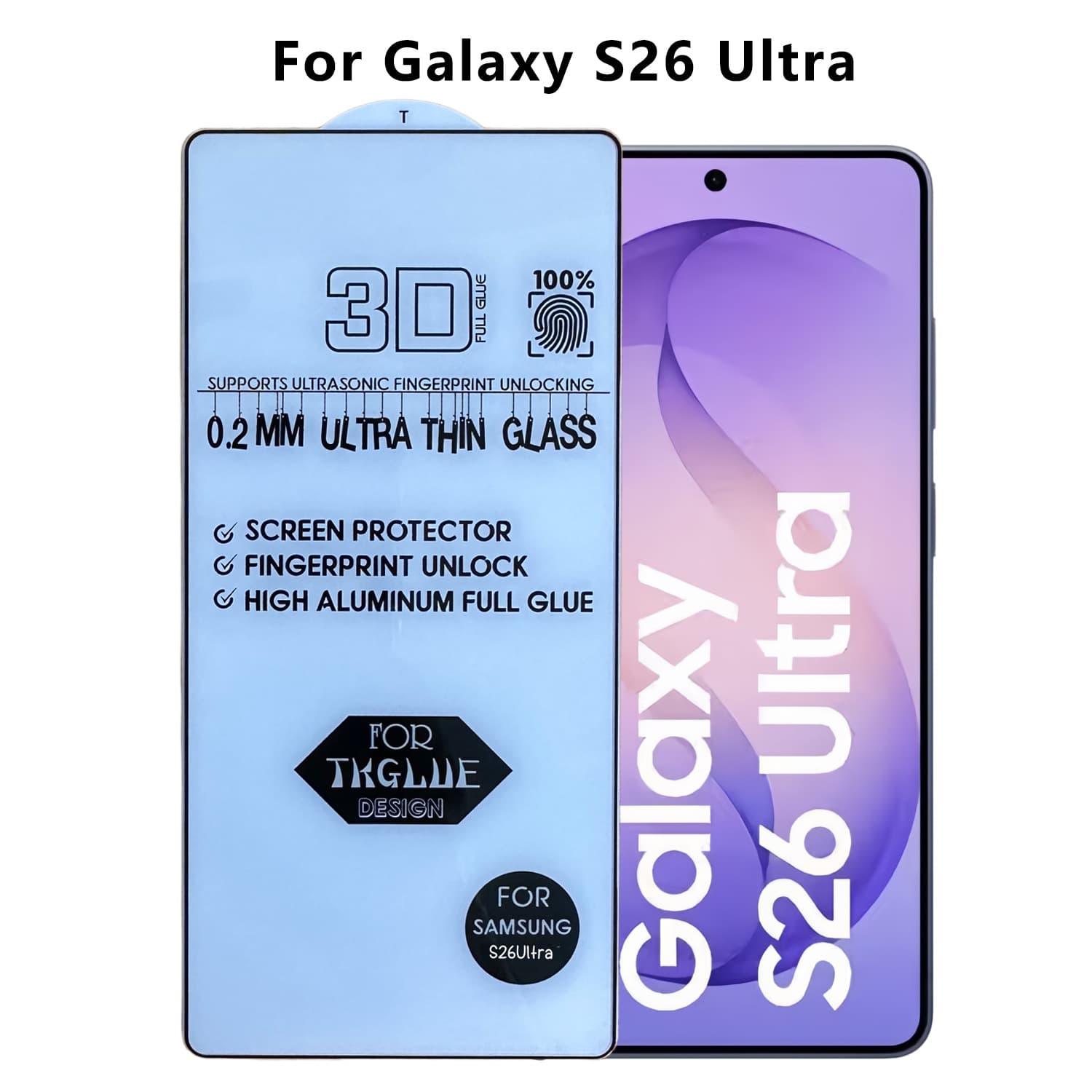 0.2mm high aluminum 3D ultra-thin tempered glass protective film for Samsung S26ultra S26+ unlocked mobile phone film