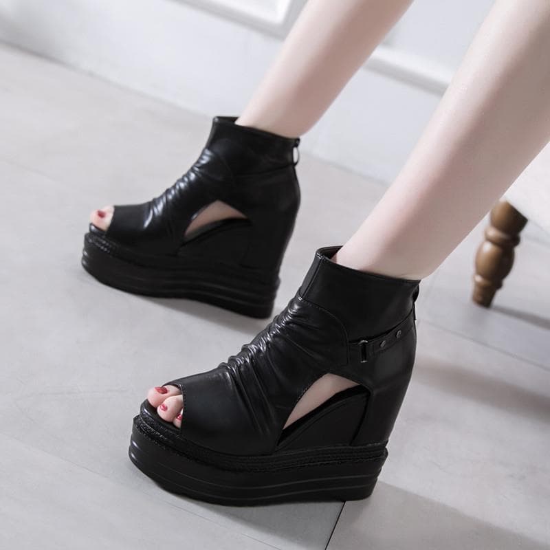 2023 New Summer Thick Platform Wedge Sandals for Women 12CM High Heel Sexy Peep Toe Waterproof Platform Height Increase Sandals