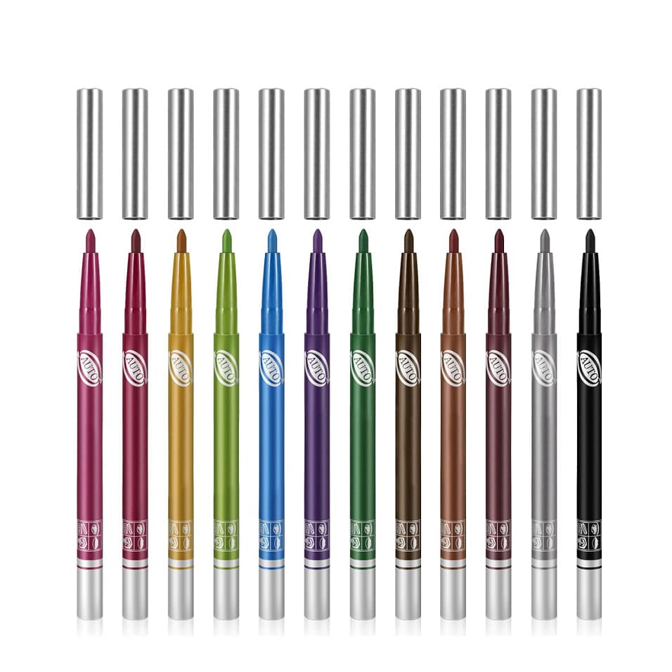 Cross-border 12-color COS waterproof automatic silkworm eye shadow pen eyeliner eyeliner gel pen makeup pen set