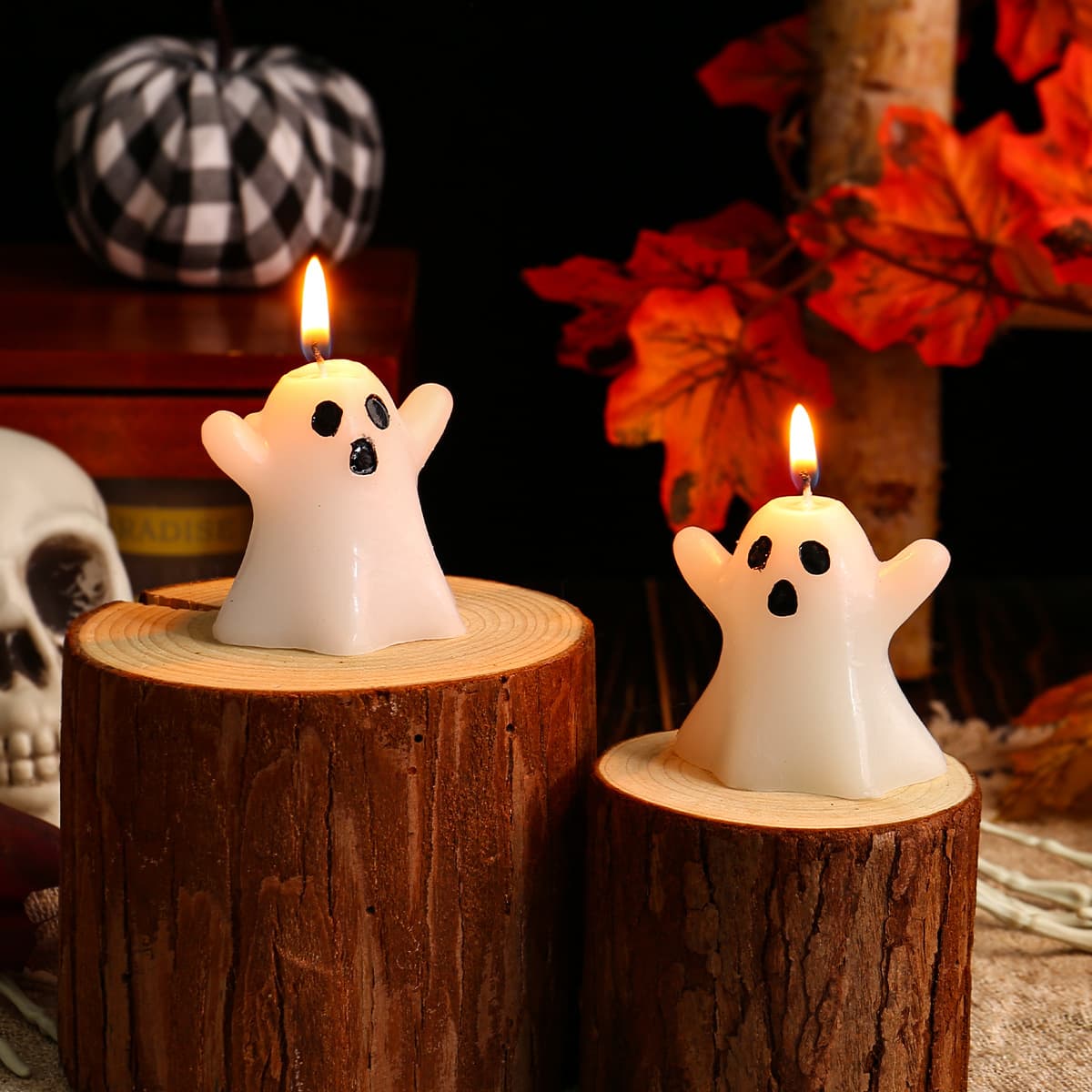 New Halloween Ghost Candle Decoration Cross-border Ghost Festival Cute Modeling Atmosphere Candlelight Candle Props Wholesale
