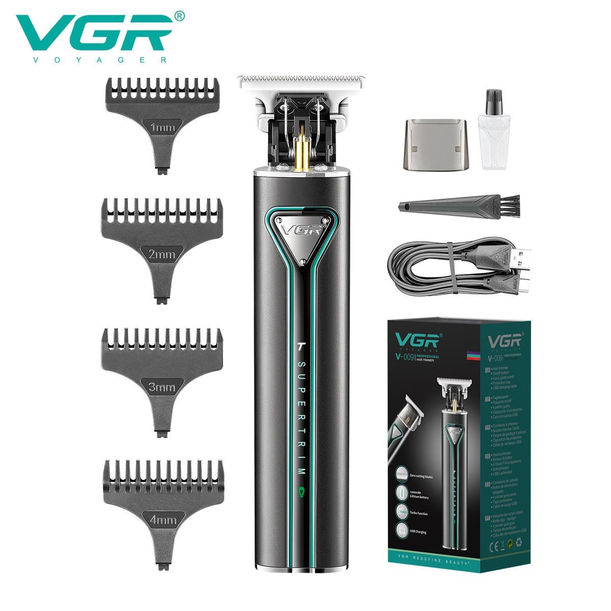 VGR009 Oil Head Hair Cutter Carving Scissors Rechargeable White Engraving Electric Hair Cutter Professional Barber Clippers