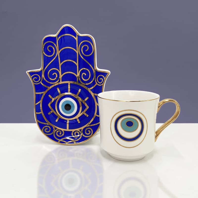 Cross-border dropshipping Turkish coffee cup and saucer set Nordic creative household ceramic water cup afternoon tea cup gift