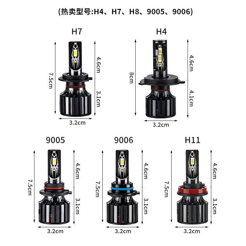 Car LED Headlight Cooling Fan Front Bulb Halogen Lamp Second Generation Headlight High Beam Cannon Motorcycle Light Cross-Border