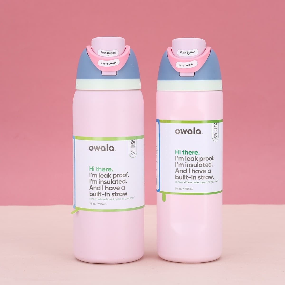 Owala Light Pink Fruit Cup Amazon Straight Body Insulated Outdoor Portable Bounce Cup Hand-held Straw Car Cup