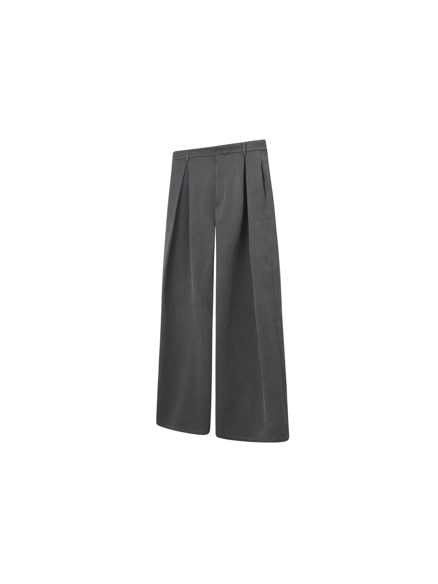 Cross-border 3D box pleat A-line silhouette dress pants men cleanfit commuting casual pants loose trendy long trousers