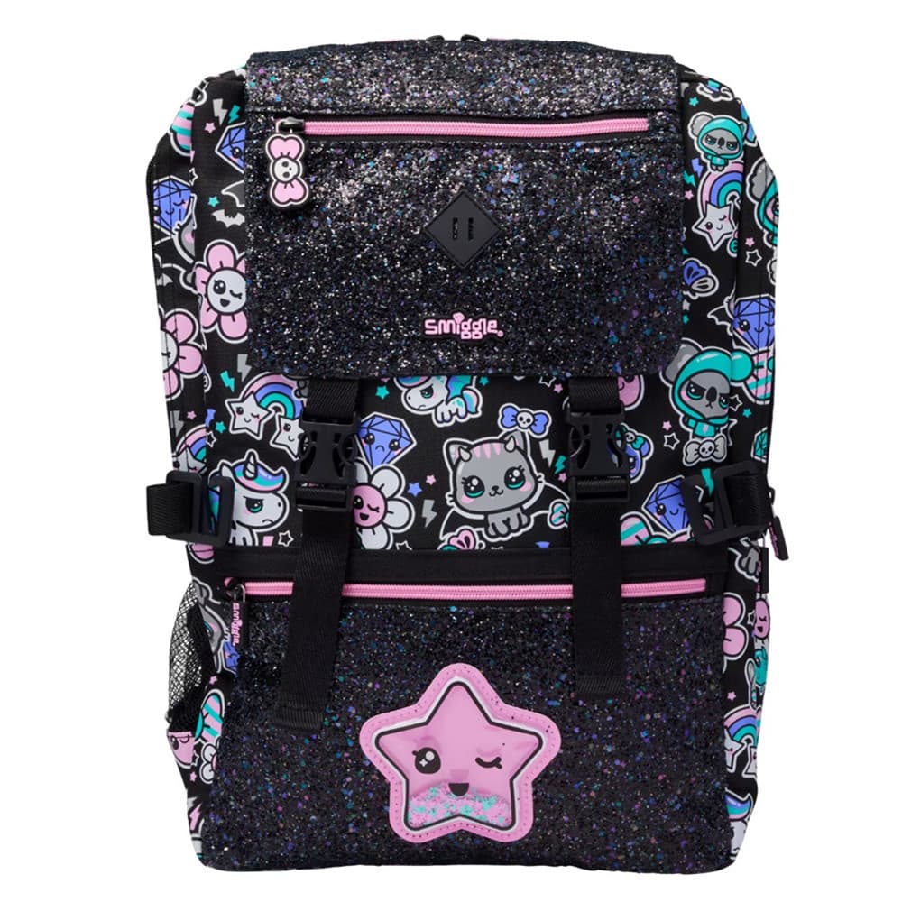 Australia Smiggle Stress Relief Backpack Extra Large Black Pink Star Backpack Unicorn High Grade School Bag