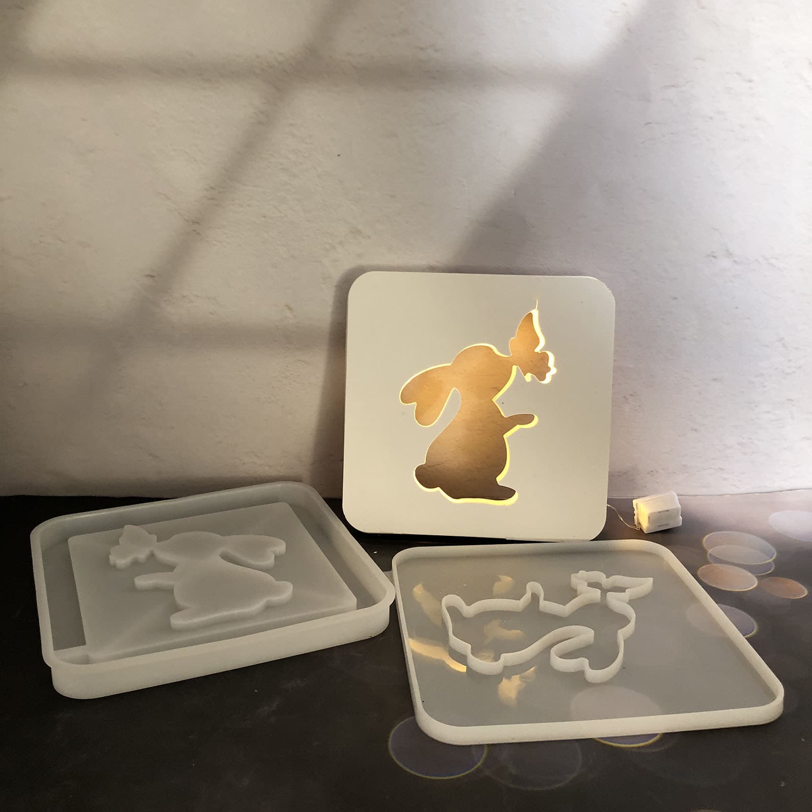 X0683 Rabbit Projection Box Ornament Decorative Cement Plaster Mold DIY Silicone Mold