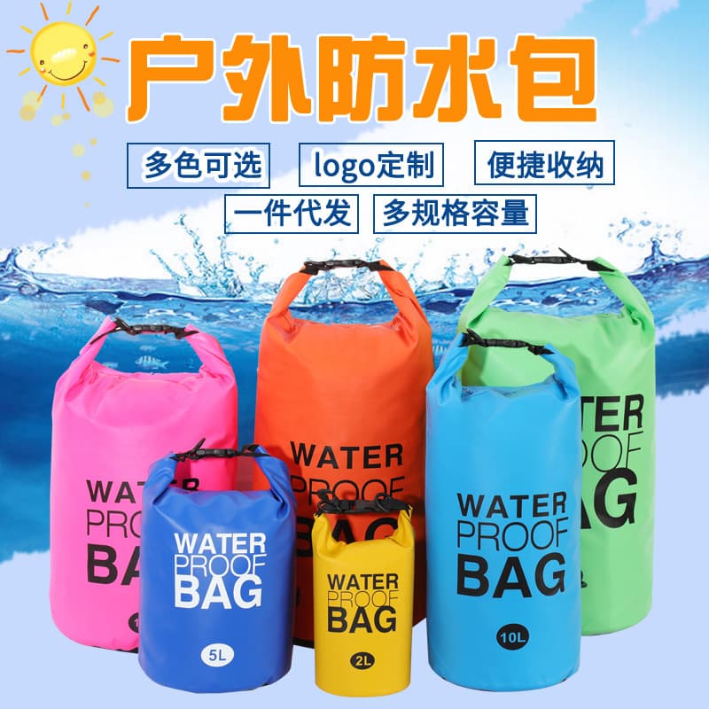 Outdoor waterproof bag for rafting, river tracing, beach backpack, swimwear and clothing storage with PVC mesh interlayer, in stock.
