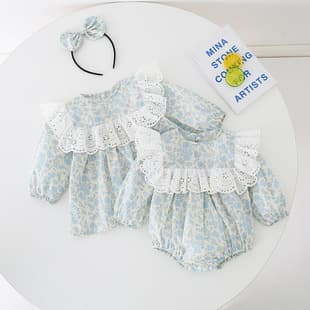 Baby Onesie Sister Set Infant Bodysuit Winter Girl Dress Romper Pure Cotton Autumn