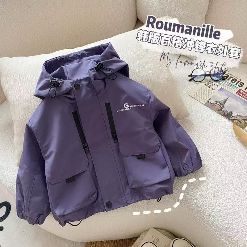 Boys' autumn and spring jacket, baby windbreaker, autumn clothes, children's autumn thin top, toddler hooded windbreaker, trendy