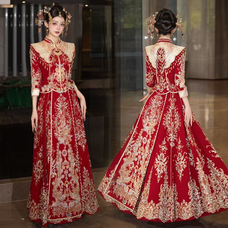 2026 New Style Xiuhe Wedding Dress for Bride, Wedding Ceremony Dress, Toast Dress, Heavy Craftsmanship, High-End Chinese Wedding Gown