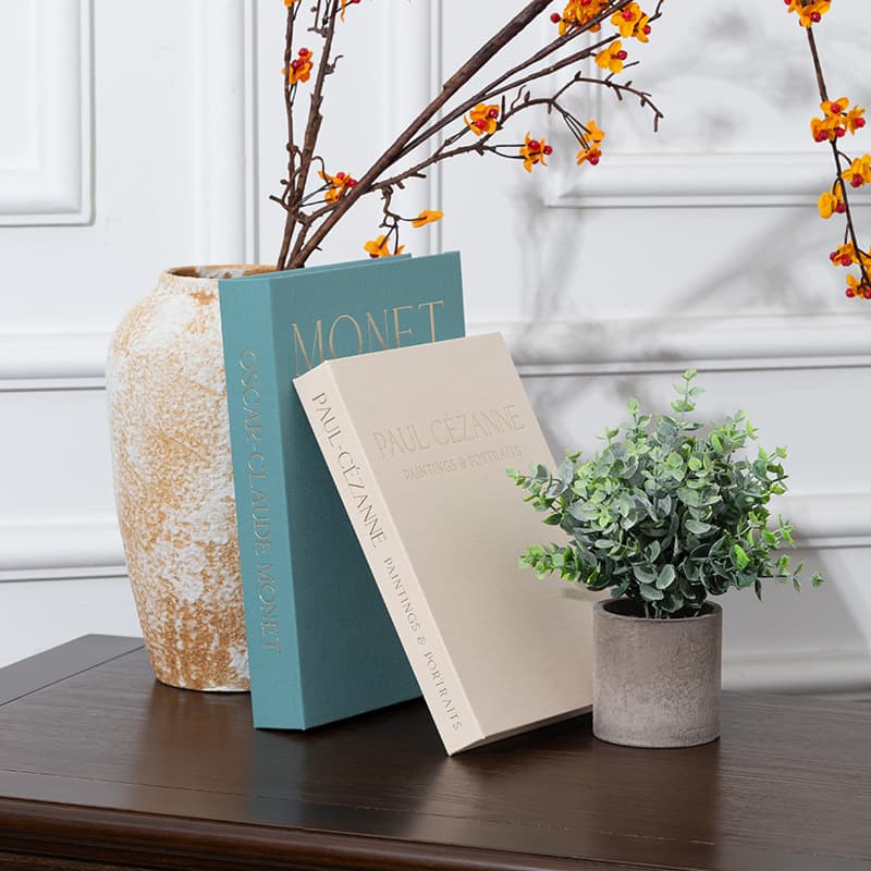 Linen fake book magnetic absorption box set linen material can be hot stamped and can be opened to decorate the book box bookcase simulation book