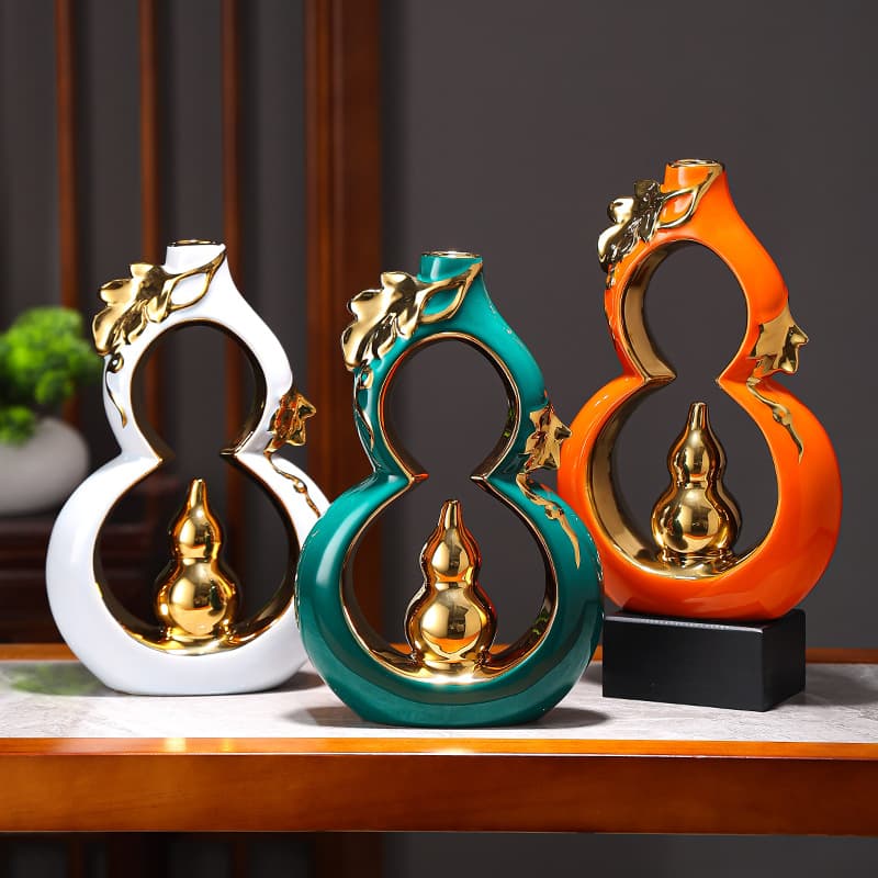 New Chinese Style Entrance Gourd Ceramic Decoration Living Room Hallway Home Showroom Zen Classical Light Luxury Ornament