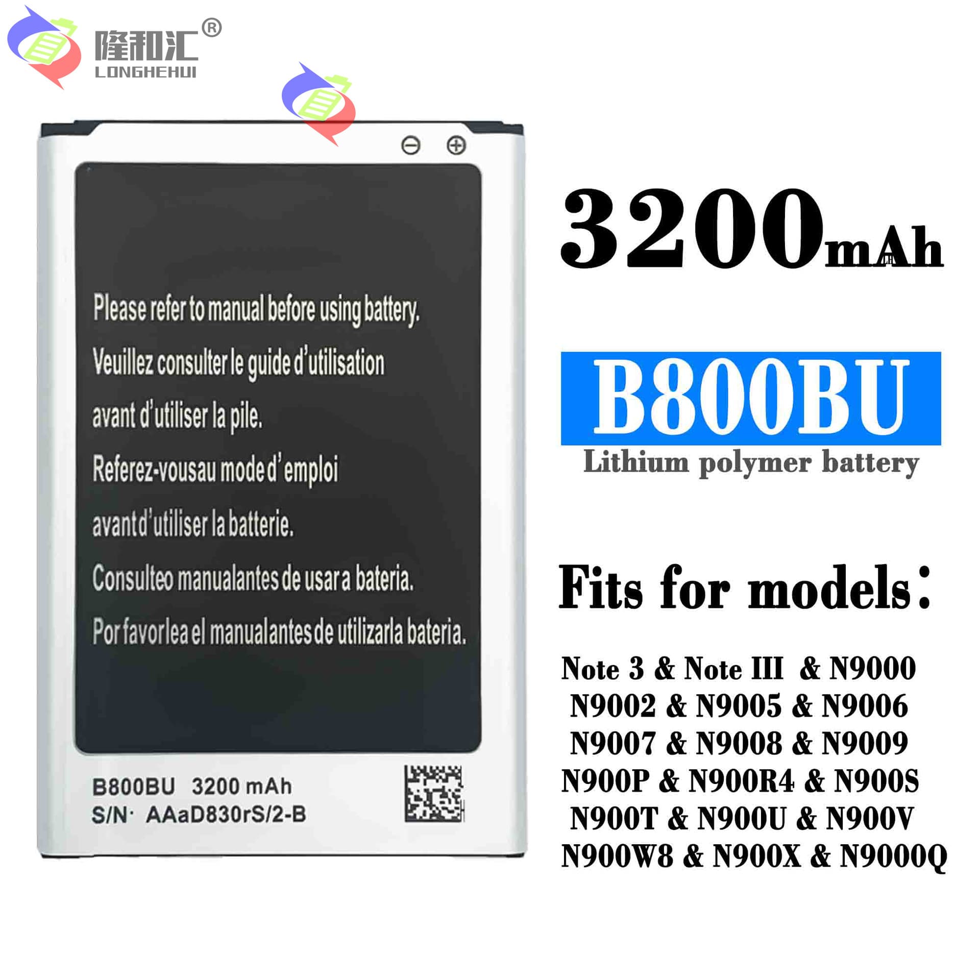 Compatible with Samsung Note3/N9000/N9005/Note III Phone Battery B800BU Factory Wholesale Export