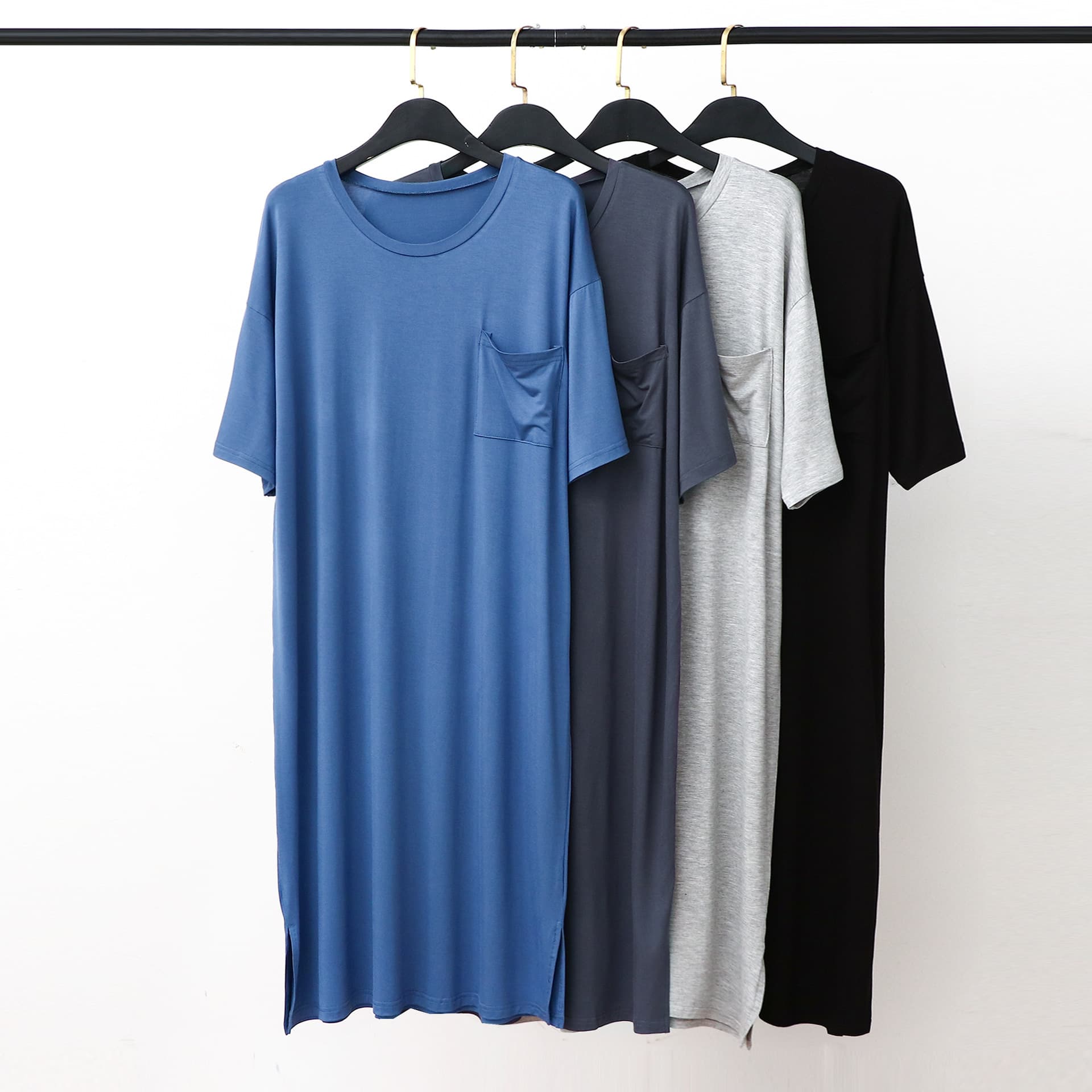 Plus Size Men's Modal Nightgown New Thin Short Sleeve Dress Loose Comfortable Pajama Homewear Robe for Men