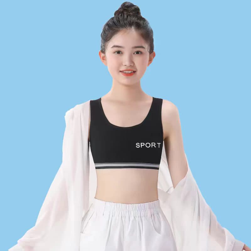 Girls' Cotton Training Bra with Bandeau Design, Vest Strap Camisole for Middle and High School Students, Developing Children's Underwear