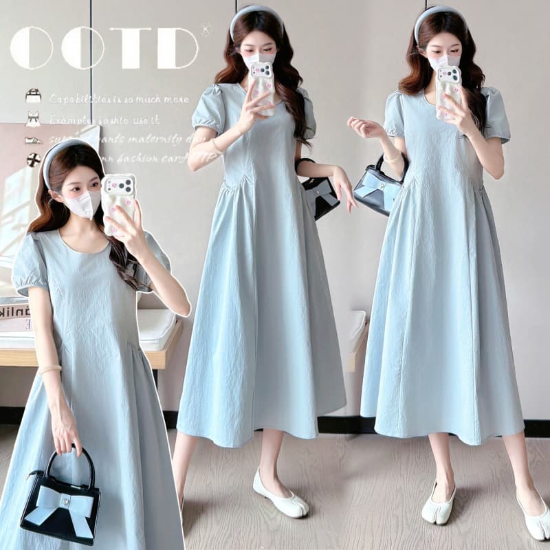 Maternity Dress Summer Trendy Mom Fashion New Style Pregnancy High-End Plus Size Slimming Age-Reducing Long Dress