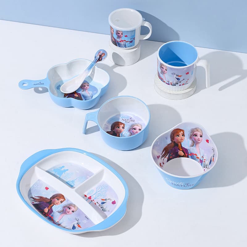 Disney Frozen Kids Tableware Set - Rice Bowl, Soup Bowl, Baby Noodle Bowl, Drop-Resistant, Heat-Insulated, Elsa Design