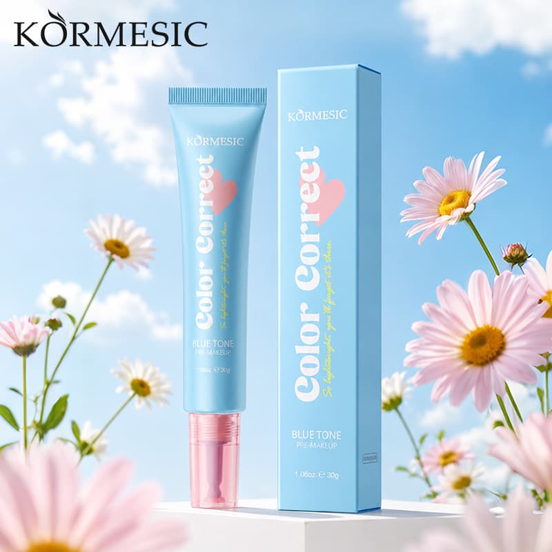 Cross-border wholesale KORMESIC blue tone makeup primer, refreshing and non-caking, natural finish makeup base