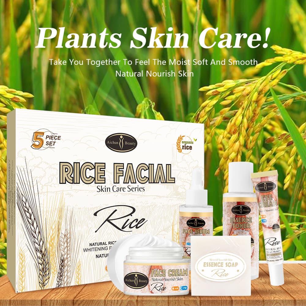 Cross-border Aichun Rice Skincare Five-Piece Set Moisturizing Skincare Kit Factory Wholesale Box
