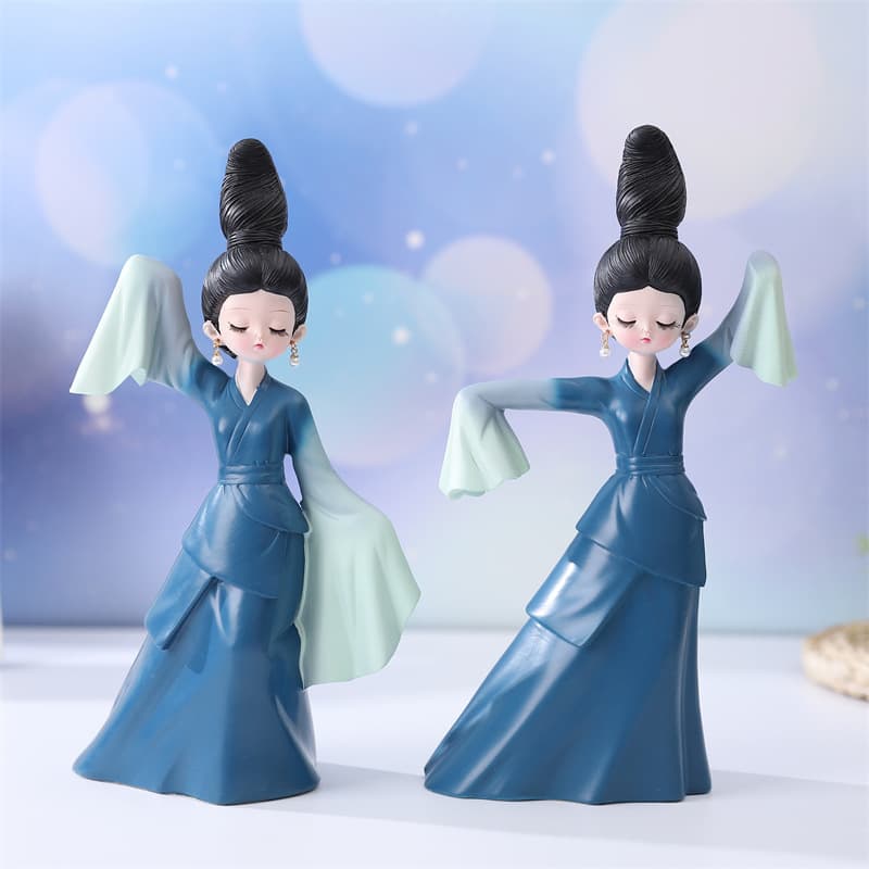Large Pearl Earrings Vintage Girl Dancing Blue Skirt Creative Gift Wholesaler Synthetic Resin Material Cartoon Category