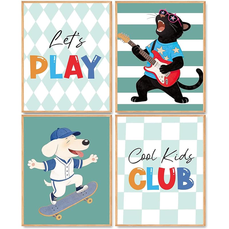 Let's Play Toy Room Wall Art Decoration Poster Cool Kids Club Guitar Teen Kids Room