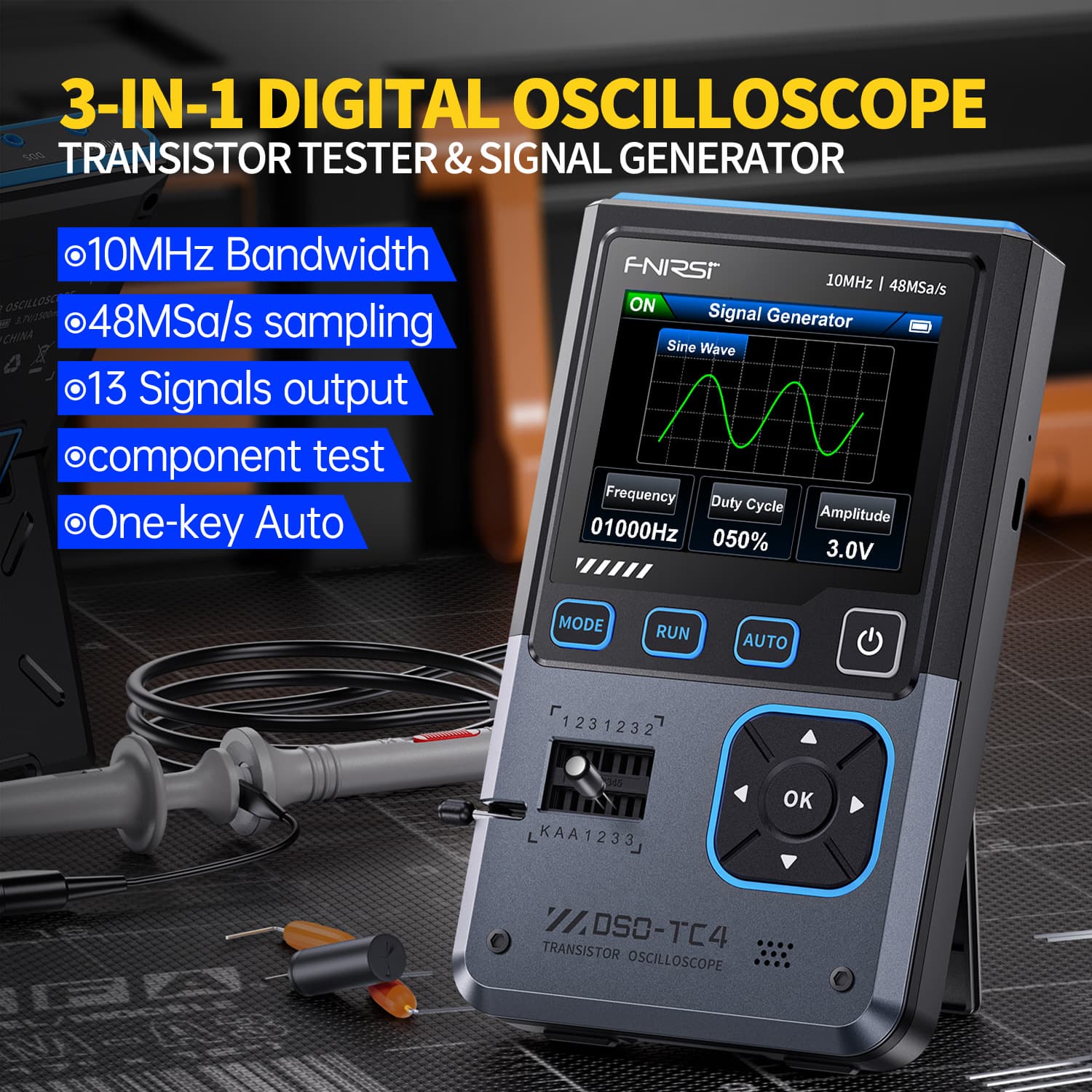 FNIRSI DSO-TC4 Oscilloscope Transistor Tester 3-in-1 Oscilloscope