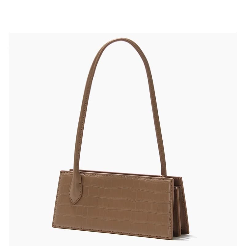 Cross-Border Women's Bags Douyin Genuine Leather Wholesale Bags New Fashion Crocodile Pattern Portable Armpit Bag Baguette Bag Shoulder Bag