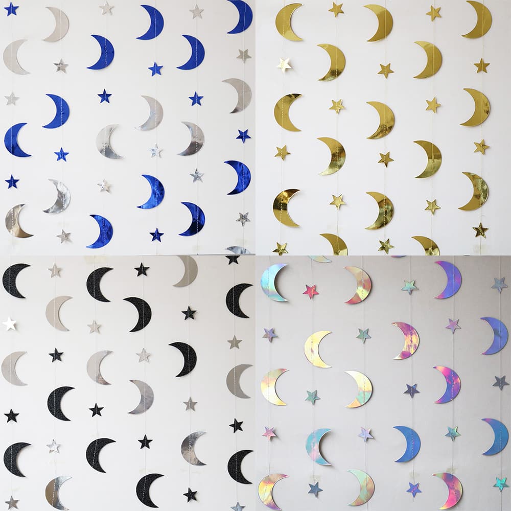 Middle East Festival Decoration Star and Moon Paper Garland Party Decor Hanging Ornaments