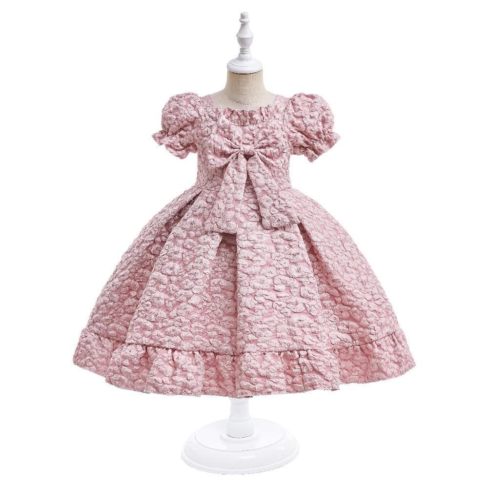 Children's Cross-Border New Style Princess Dress with Puff Sleeves, Flower Girl Wedding Dress, Tulle Skirt