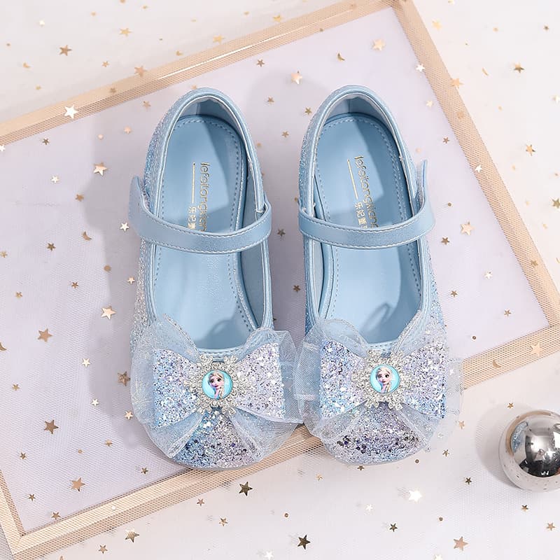 2026 New Crystal Shoes for Girls Elsa Princess Shoes Kids Soft Sole Leather Shoes Sparkly Crystal Shoes Wholesale Stock