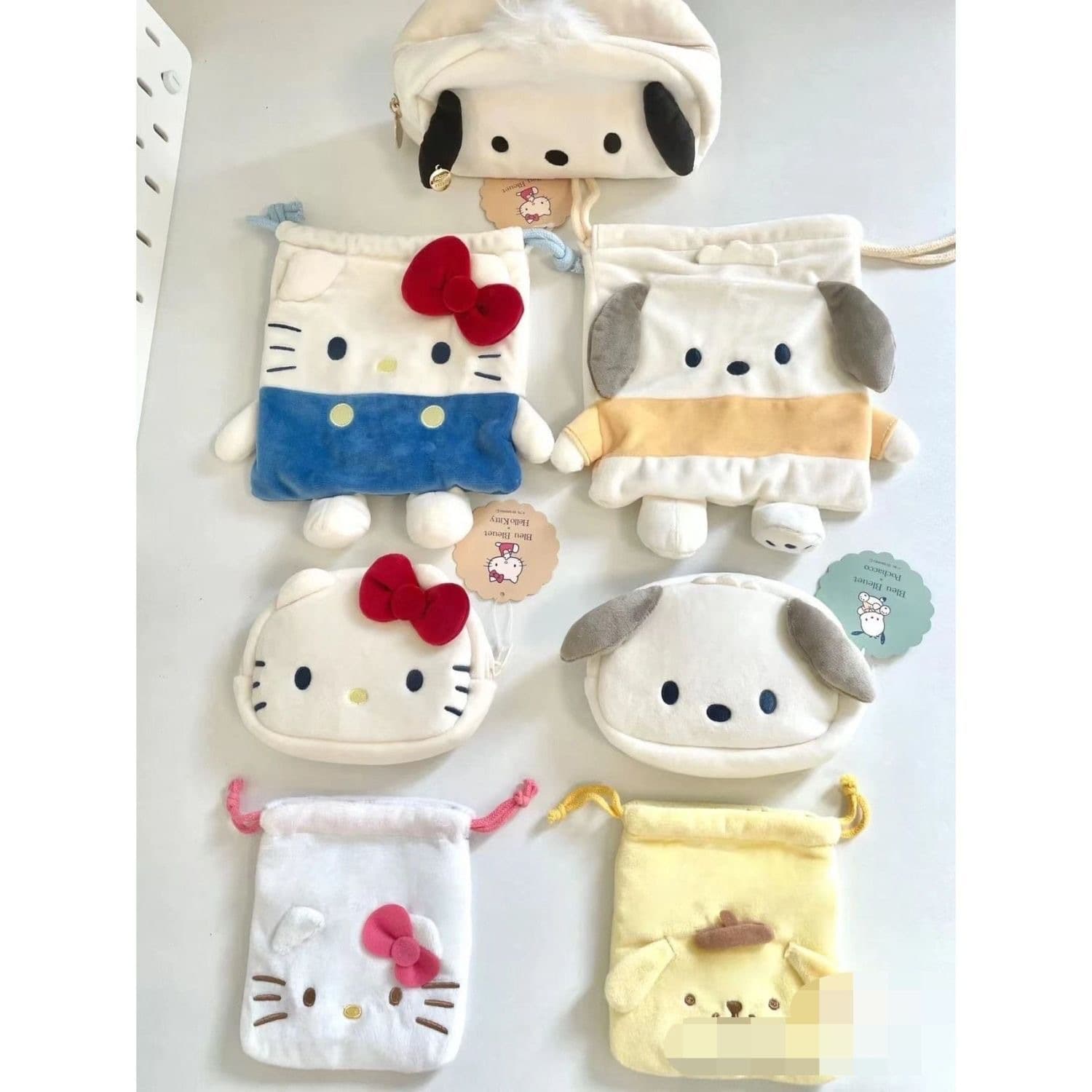 Sanrio SANRIO Japan Genuine Makeup Bag Coin Purse Drawstring Bag My Melody KITTY Pochacco Plush