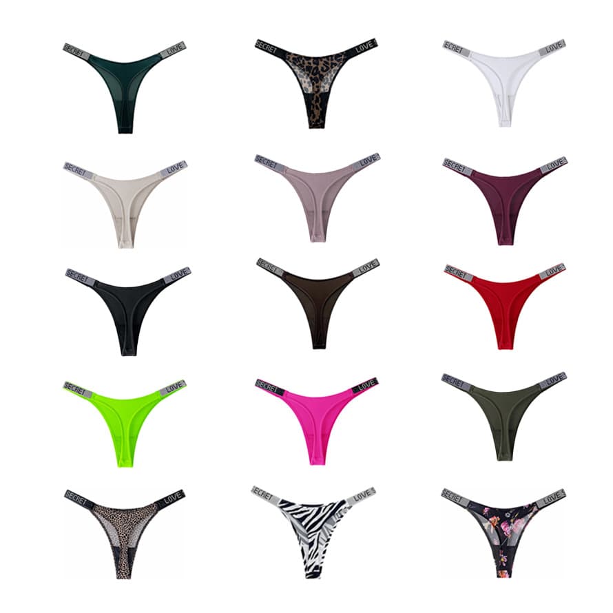 1047T European and American Sexy Rhinestone Thong Panties for Women, Fitness Sports Butt-Lifting Low-Rise High-Cut Fashion T-Back
